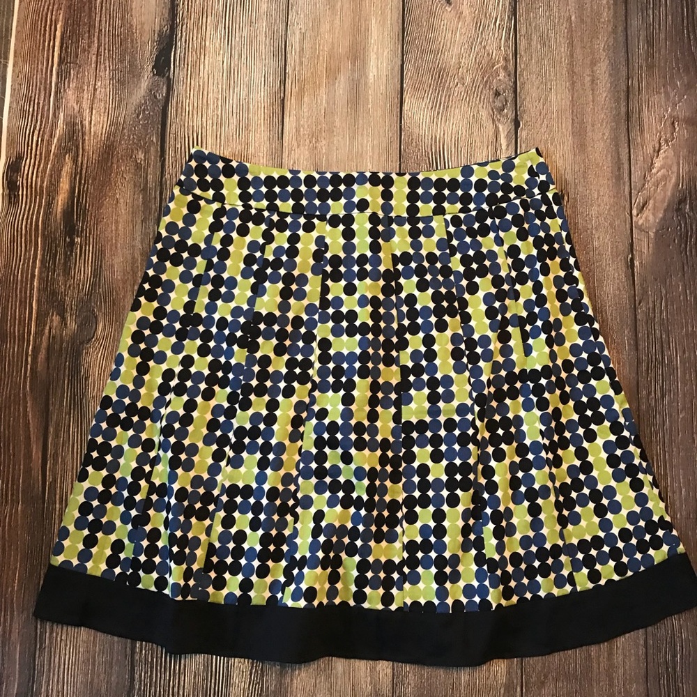 ANN TAYLOR Blue Green Polka Dot Skirt Sz 12